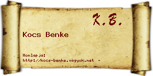 Kocs Benke névjegykártya